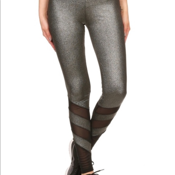 SILVER MESH SPORT LEGGINGS - Picture 3 of 4